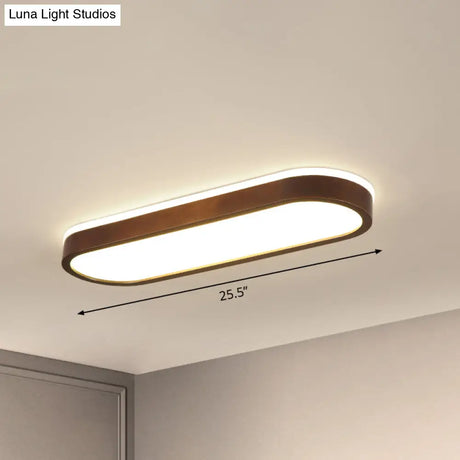 Simplicity Wooden Brown Led Ceiling Light For Aisle - Surface Mount