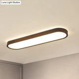Simplicity Wooden Brown Led Ceiling Light For Aisle - Surface Mount / 35.5’ Double - Sided