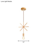 Simplicity Wooden Pendant Light In Beige - Square/Round/Triangle Design 1 Bulb Ideal For Dining Room