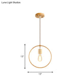 Simplicity Wooden Pendant Light In Beige - Square/Round/Triangle Design 1 Bulb Ideal For Dining Room