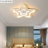 Simplistic Acrylic Star Led Flush Mount Lamp With Gold Finish - Ideal Ceiling Light For Childs Room