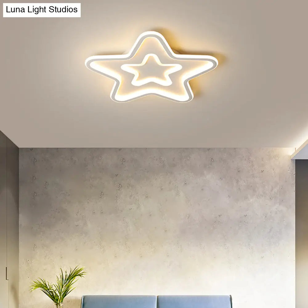 Simplistic Acrylic Star Led Flush Mount Lamp With Gold Finish - Ideal Ceiling Light For Childs Room