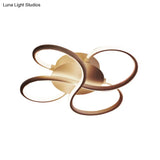 Simplistic Coffee Metallic Led Floral Flush Mount Ceiling Light For Bedroom