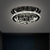 Simplistic Round Led Crystal Ceiling Fixture - Chrome Semi Mount Lighting In Warm/White Light /