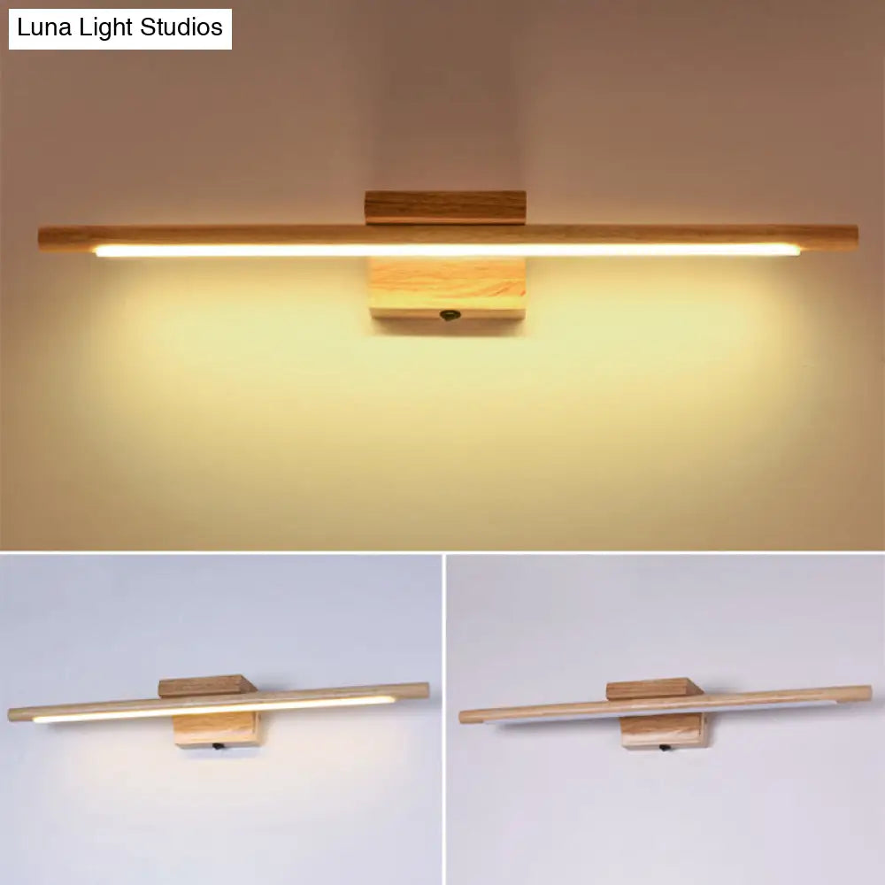 Simplistic Wooden Led Wall Mounted Vanity Light Fixtures For Bathrooms