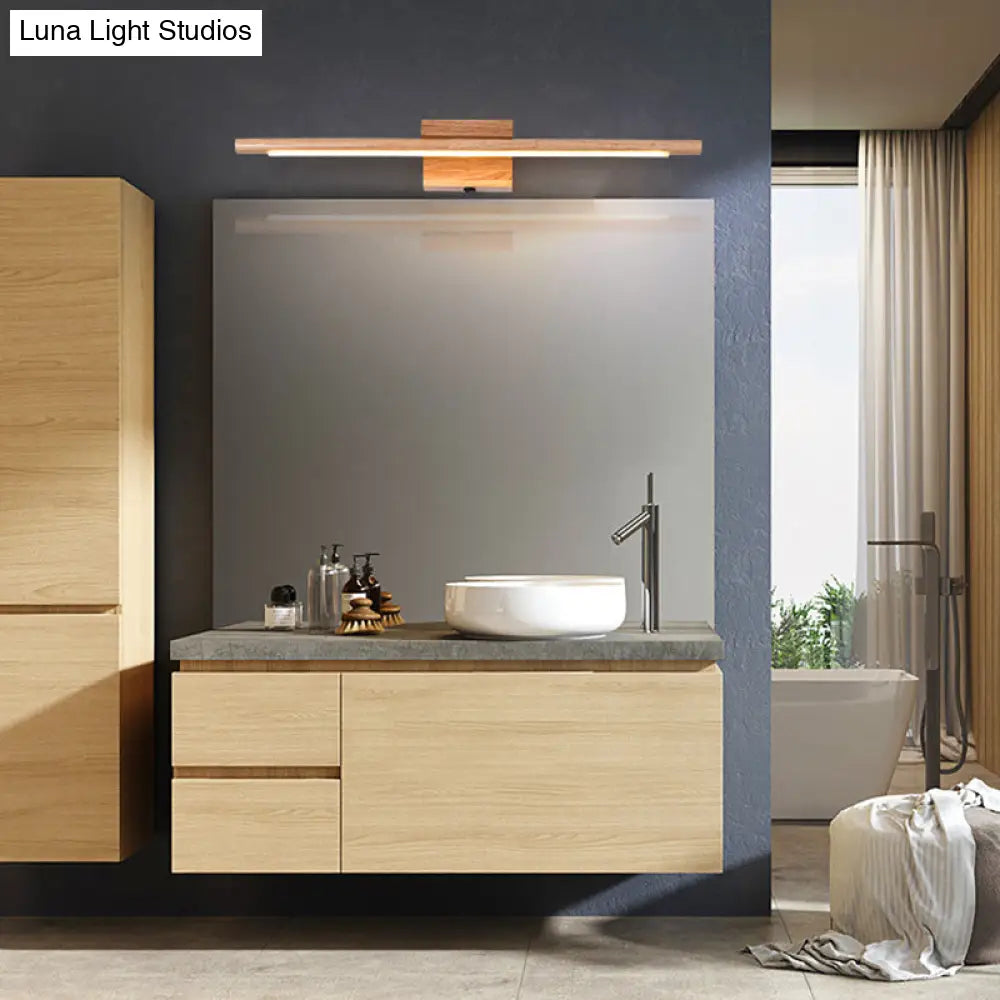 Simplistic Wooden Led Wall Mounted Vanity Light Fixtures For Bathrooms