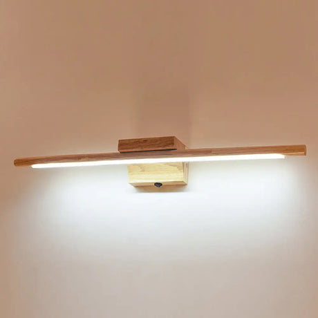 Simplistic Wooden Led Wall Mounted Vanity Light Fixtures For Bathrooms Wood / Warm