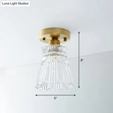 Single Brass Shaded Flushmount Bathroom Ceiling Light In Countryside Style