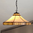 Single Bulb Stained Glass Tiffany-Style Cone Pendant Light In Beige For Living Room