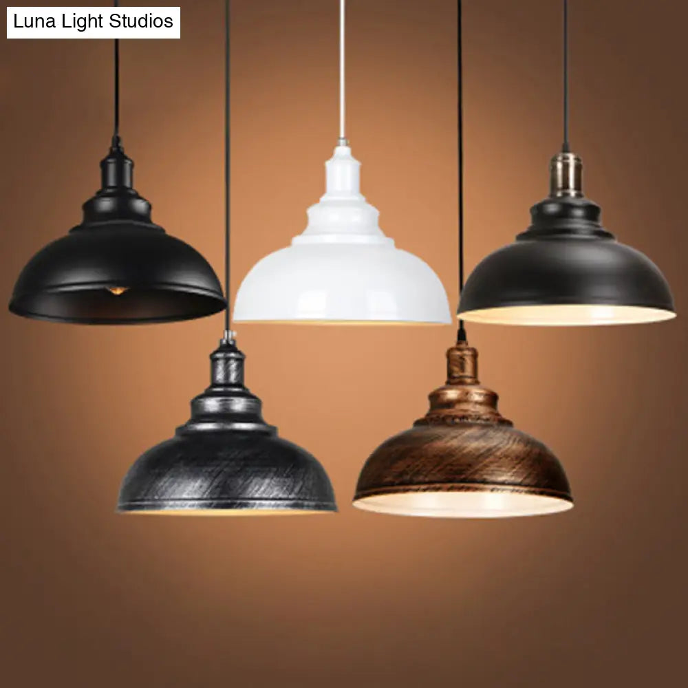 Single-Bulb Vintage Metal Pendant Lamp For Dining Room Pot Cover Hanging Design