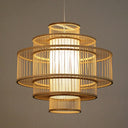 Single-Head Asian Bamboo Hanging Light For Restaurants - 3 Shades 16-31.5 Inches Wide Beige / 16’