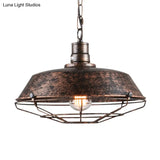 Single Pendant Light Kit With Tapered Cage In Black/Rust - Available 3 Sizes (10’/14’/18’)