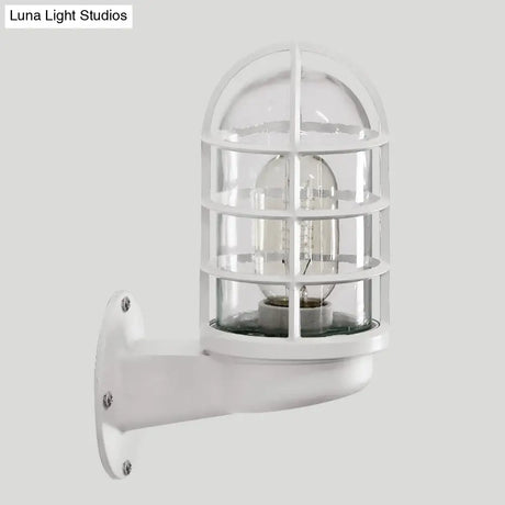 Single Transparent Glass Wall Lamp With Wire Cage - Loft Capsule In Pink/Blue/Rust