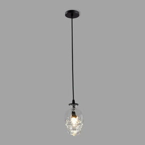 Skull Shaped Vintage Glass Hanging Lamp - Clear Pendant Light For Restaurants And More / Round