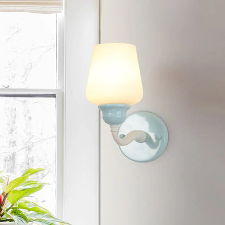 Sky Blue Milkglass Wall Sconce Light Fixture