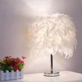 Sleek 1-Head Nightstand Lamp: Modern Table Light With Feather Shade For Bedroom Silver