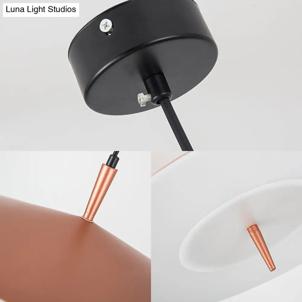 Sleek 1-Light Led Pendant In Rose Gold And White Acrylic