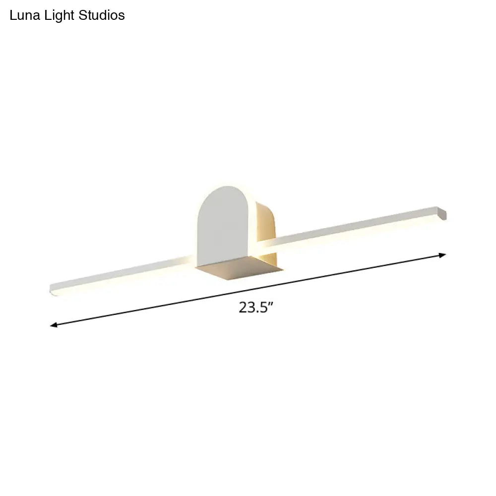 Sleek 16/23.5 Led Wall Lamp - Modern Slim Rod Bath Vanity Lighting With Acrylic Shade