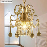 Sleek 3-Light Crystal Chandelier Pendant In Champagne For Living Room Ceiling