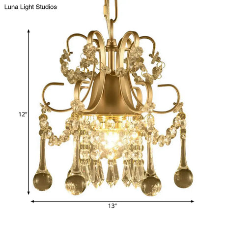 Sleek 3-Light Crystal Chandelier Pendant In Champagne For Living Room Ceiling