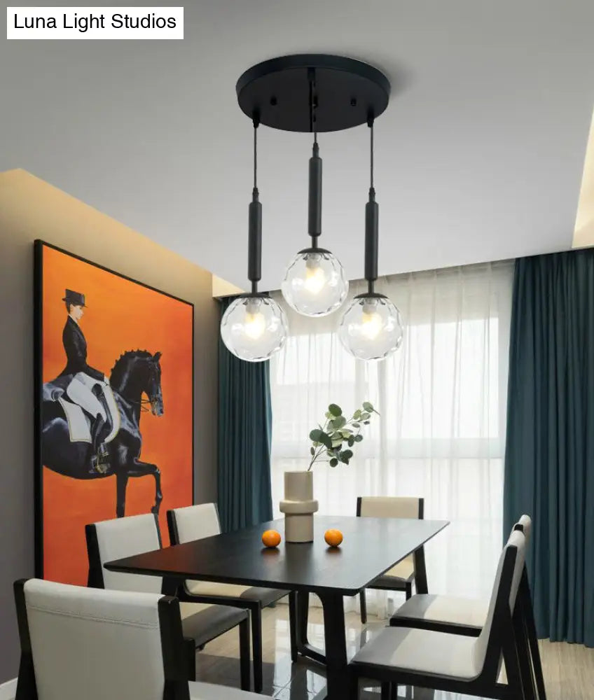 Sleek 3-Light Glass Pendant: Modern Creative Multi-Light Fixture For Clothing Stores