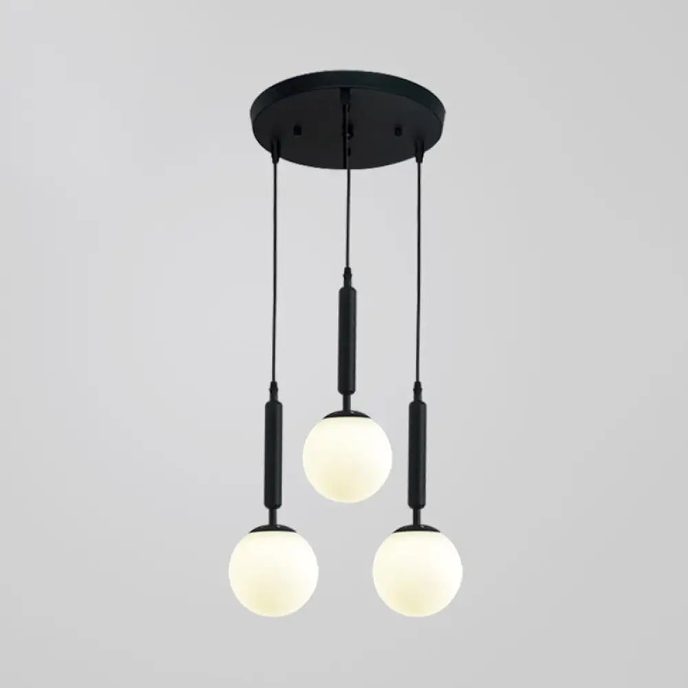 Sleek 3-Light Glass Pendant: Modern Creative Multi-Light Fixture For Clothing Stores Black / White