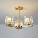 Sleek 3-Light Gold Pendant Chandelier With Cylinder Tri-Prism Crystal Accents - Simplicity In Design