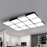 Sleek 4/6-Light Flush Mount With Acrylic Shade - White Rectangular/Squared Ceiling Lamp Warm/White