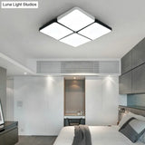 Sleek 4/6-Light Flush Mount With Acrylic Shade - White Rectangular/Squared Ceiling Lamp Warm/White