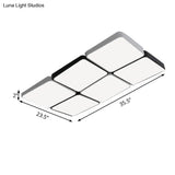 Sleek 4/6-Light Flush Mount With Acrylic Shade - White Rectangular/Squared Ceiling Lamp Warm/White