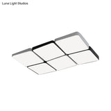 Sleek 4/6-Light Flush Mount With Acrylic Shade - White Rectangular/Squared Ceiling Lamp Warm/White