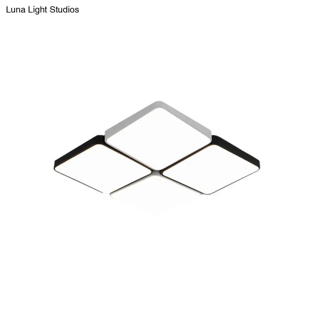 Sleek 4/6-Light Flush Mount With Acrylic Shade - White Rectangular/Squared Ceiling Lamp Warm/White