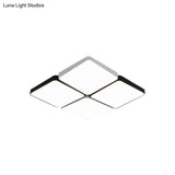 Sleek 4/6-Light Flush Mount With Acrylic Shade - White Rectangular/Squared Ceiling Lamp Warm/White