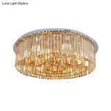 Sleek 4 - Tier Round Amber Crystal Flushmount Ceiling Lamp For Living Room - 8/12 - Light Simplicity
