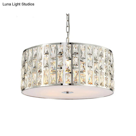 Sleek 5-Light Crystal Chandelier In Chrome With Diffuser – Elegant Hanging Ceiling Fixture