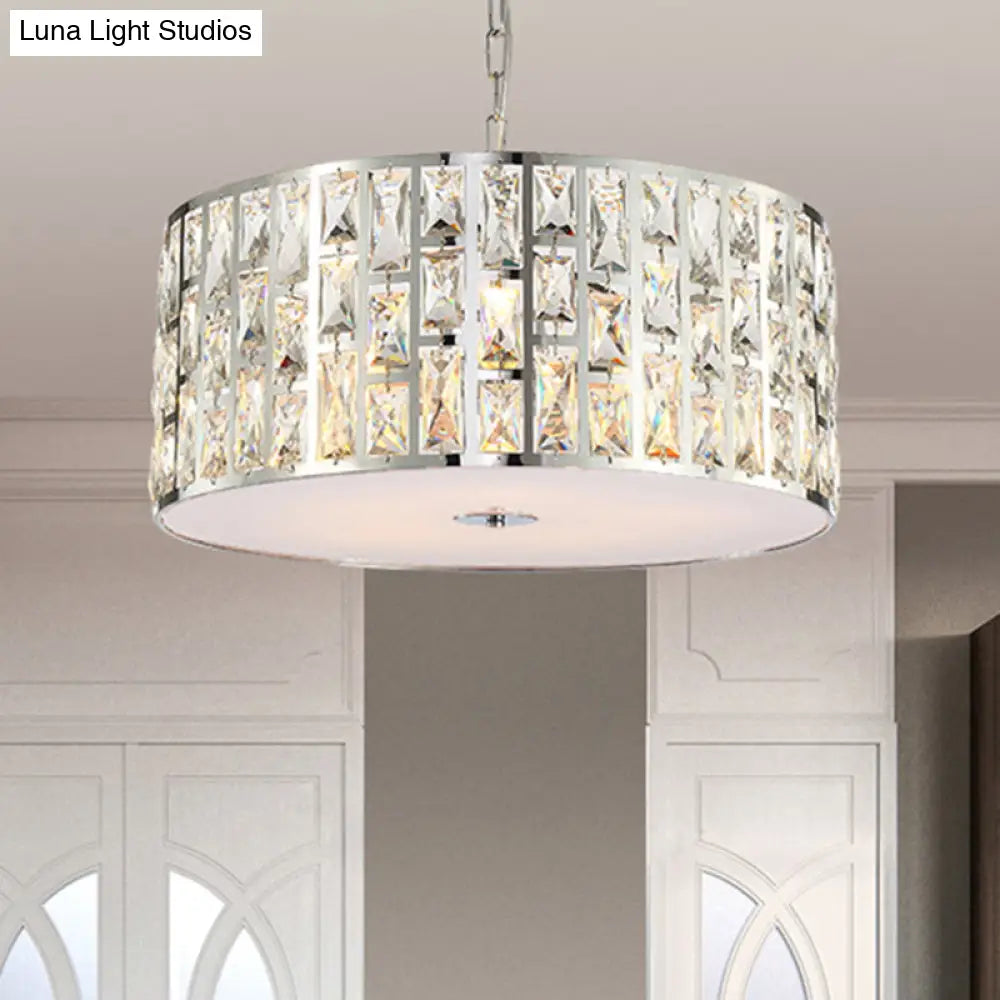 Sleek 5-Light Crystal Chandelier In Chrome With Diffuser – Elegant Hanging Ceiling Fixture
