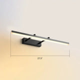 Sleek Acrylic Bedroom Vanity Light Fixture With Pivoting Bar Led Wall Mount Black / 27.5 Warm