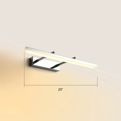 Sleek Acrylic Bedroom Vanity Light Fixture With Pivoting Bar Led Wall Mount Chrome / 20 Warm