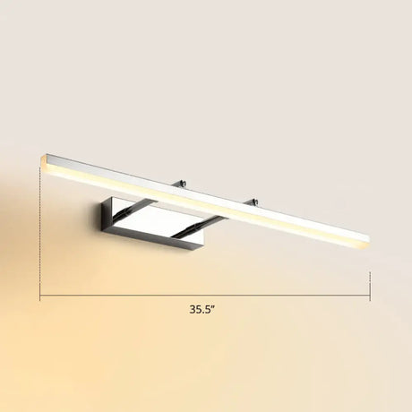 Sleek Acrylic Bedroom Vanity Light Fixture With Pivoting Bar Led Wall Mount Chrome / 35.5 Warm