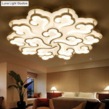 Sleek Acrylic Cloud Led Flush Ceiling Lamp With 4/6/12 Simplicity Lights | Warm/White/Natural Light