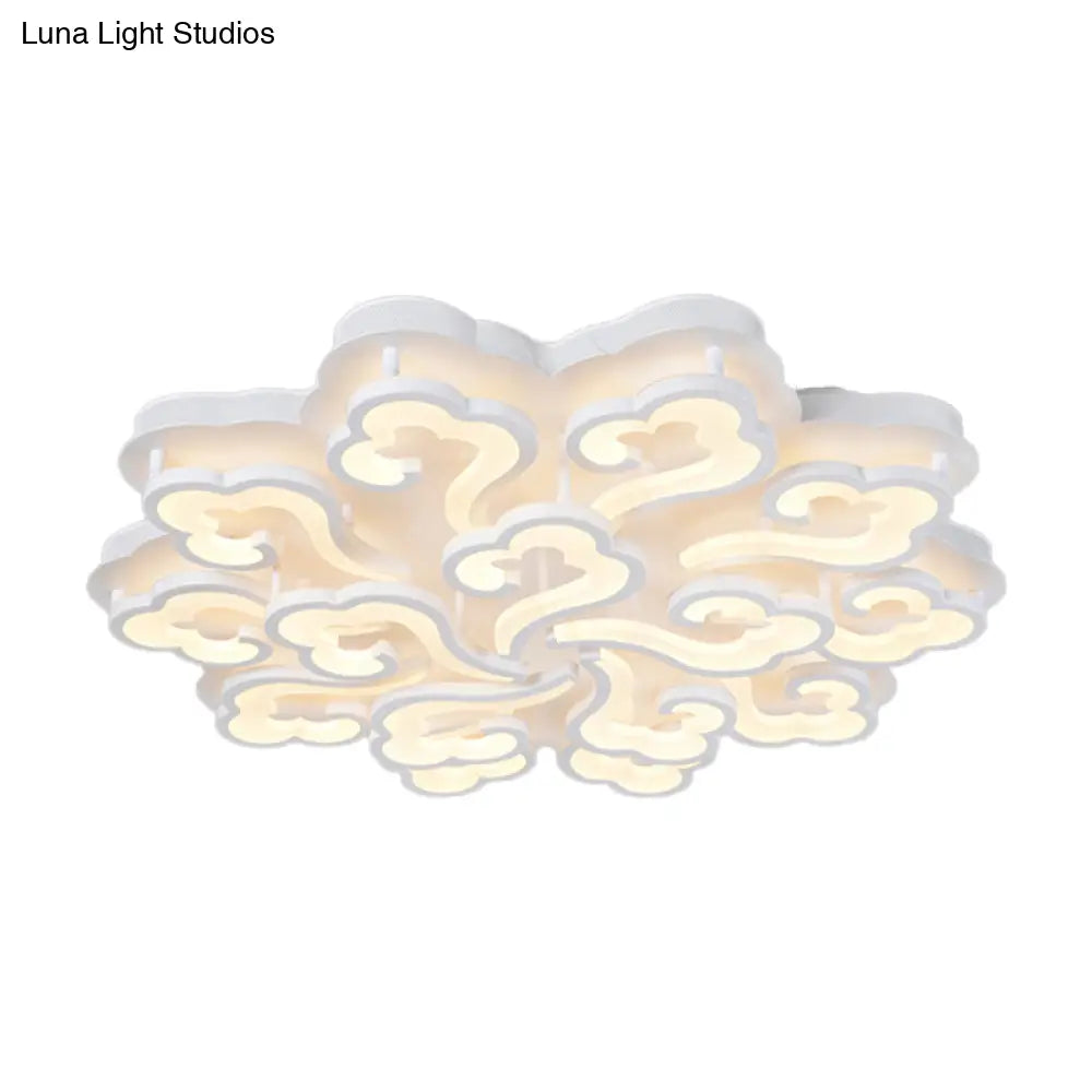 Sleek Acrylic Cloud Led Flush Ceiling Lamp With 4/6/12 Simplicity Lights | Warm/White/Natural Light