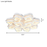 Sleek Acrylic Cloud Led Flush Ceiling Lamp With 4/6/12 Simplicity Lights | Warm/White/Natural Light