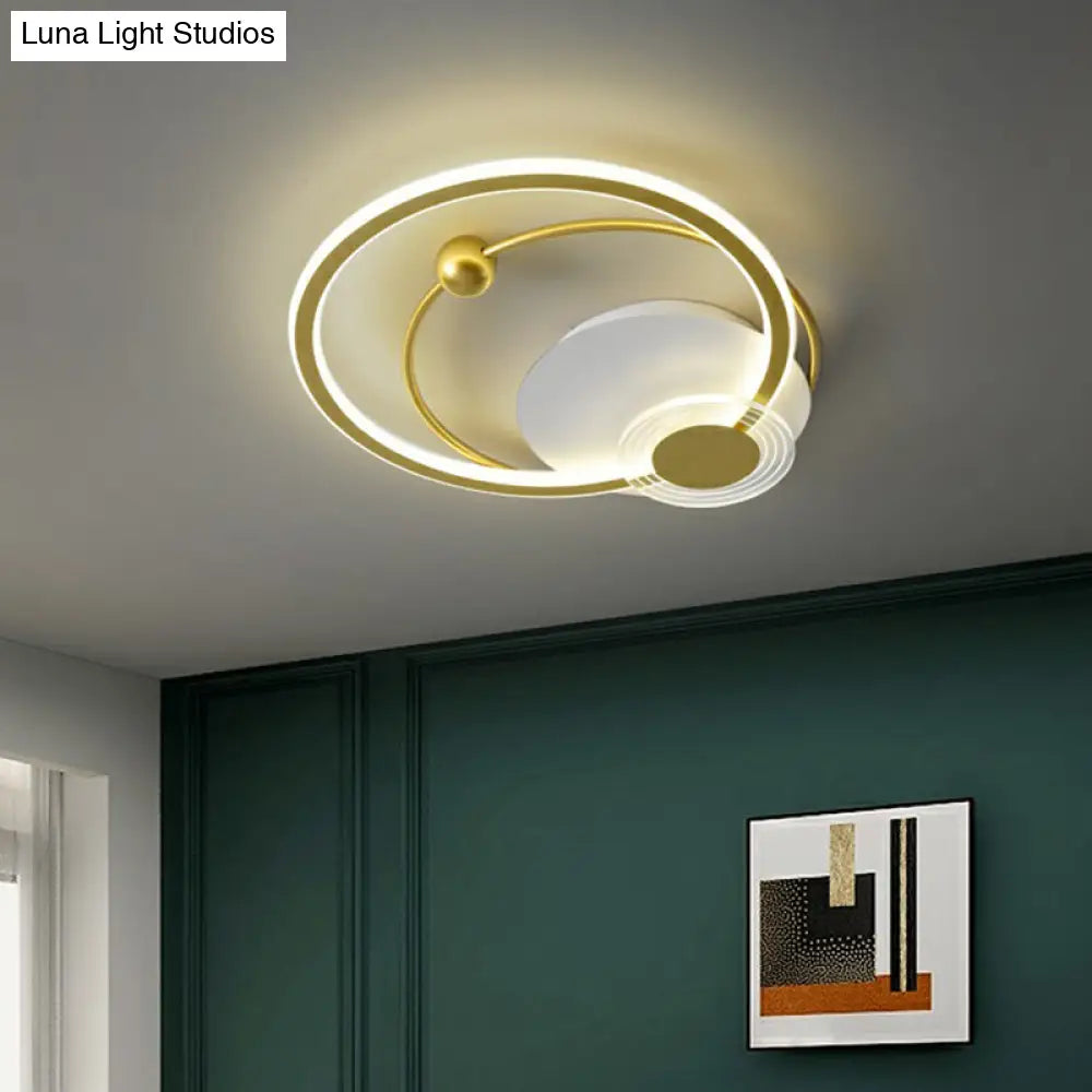 Sleek Acrylic Flush Mount Led Ceiling Light For Bedroom With Loop Design