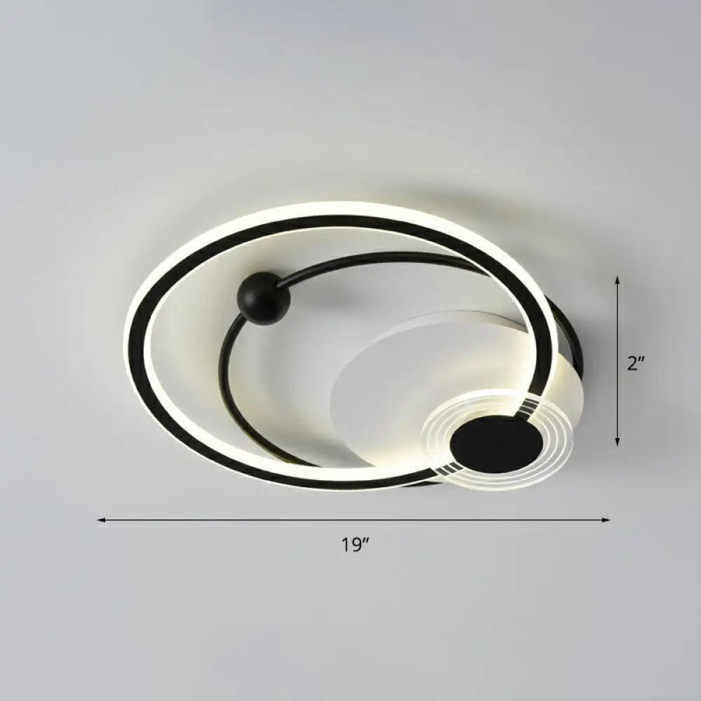 Sleek Acrylic Flush Mount Led Ceiling Light For Bedroom With Loop Design Black / 19’