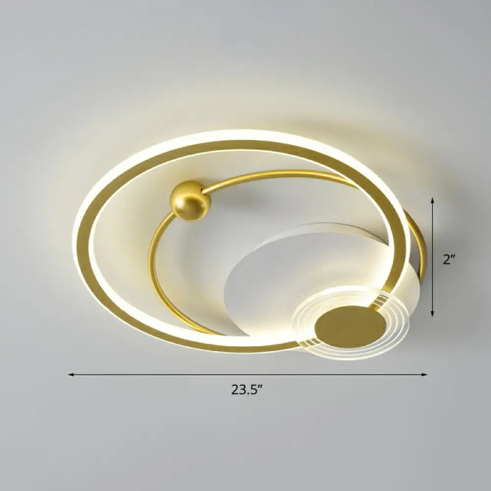 Sleek Acrylic Flush Mount Led Ceiling Light For Bedroom With Loop Design Gold / 23.5’