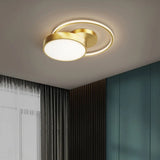 Sleek Acrylic Flushmount Light Simplicity Led Gold Finish For Bedroom Ceiling / White Circle