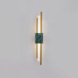 Sleek Acrylic Green Led Wall Sconce With Marble Trim / 23.5