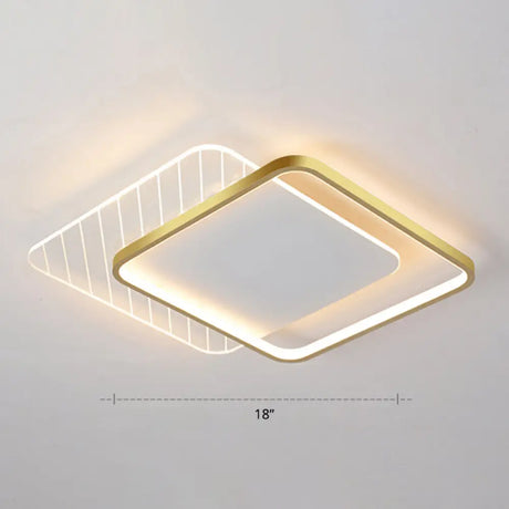 Sleek Acrylic Led Ceiling Light - Contemporary Flush Mount Lamp For Bedrooms Gold / Remote Control