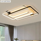 Sleek Acrylic Rectangle Led Flushmount Ceiling Light Fixture - Simplicity Black & White