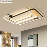 Sleek Acrylic Rectangle Led Flushmount Ceiling Light Fixture - Simplicity Black & White